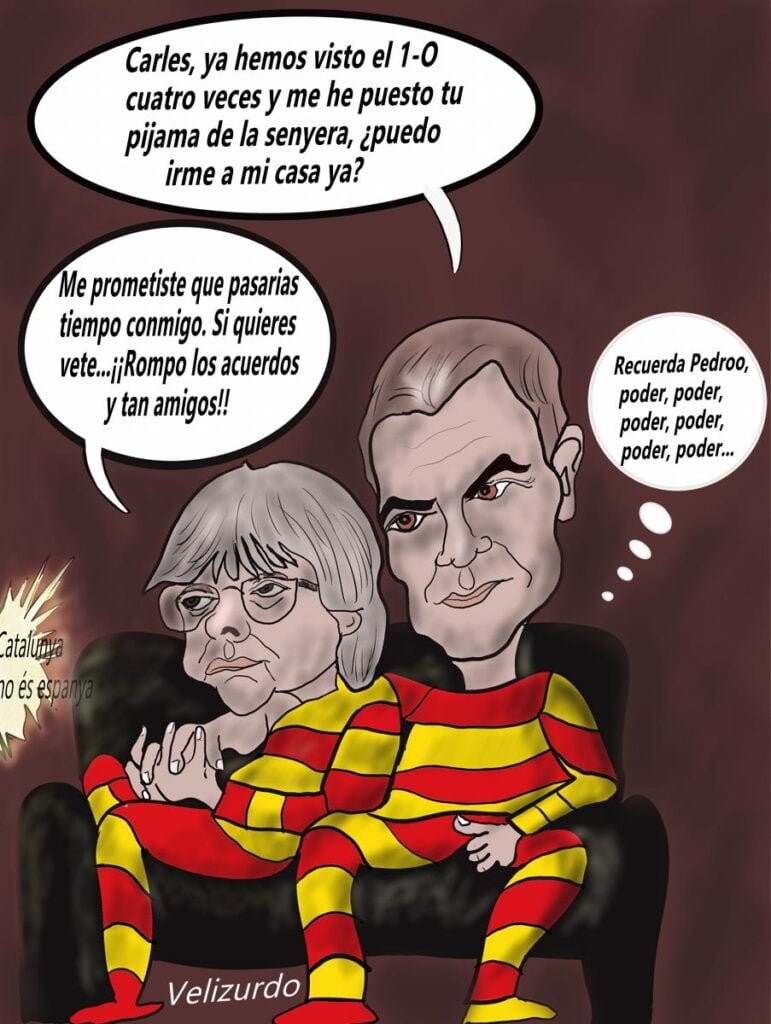 Viñeta de humor de Pedro Sánchez y Carles Puigdemont.
