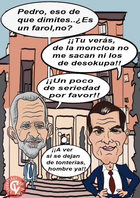 Viñetas de humor de la dimisión de Sánchez.