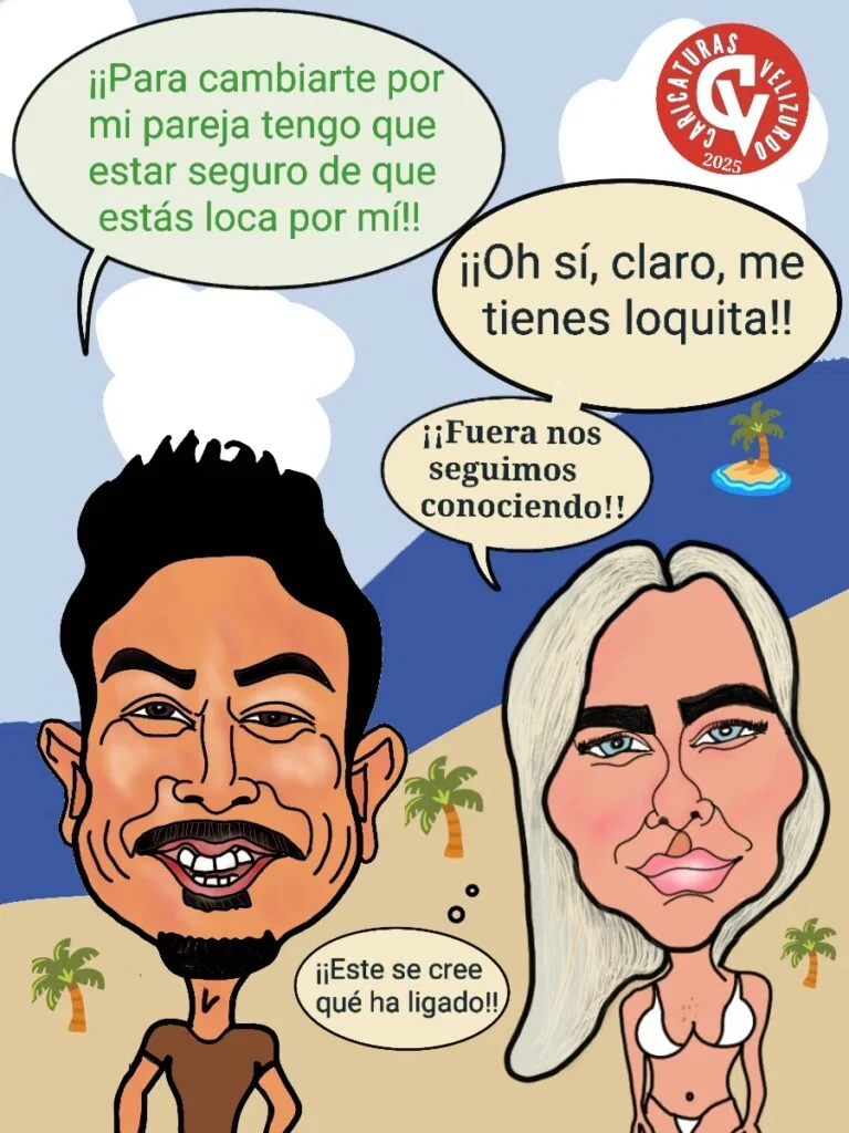 Viñeta de humor de la isla de las tentaciones.